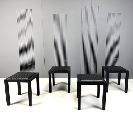 Image 1 of Chaises de salle à manger vintage à dossier haut, 1980