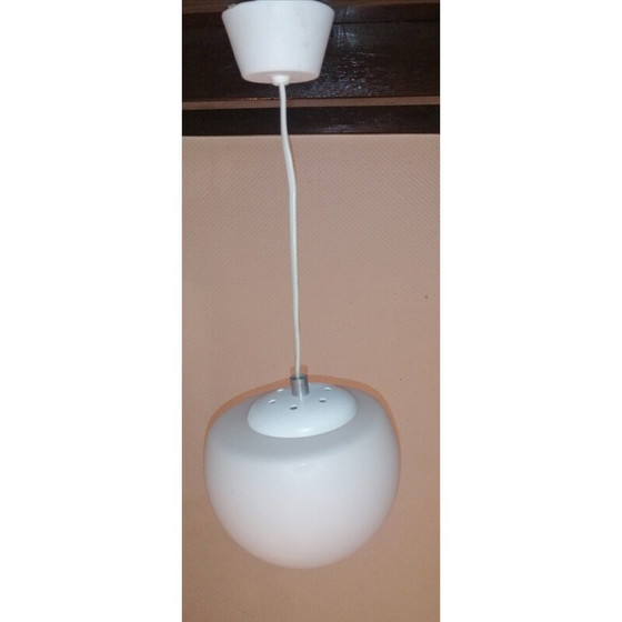 Image 1 of Pair of vintage ''demi sphère'' opaline pendant lamp, 1960