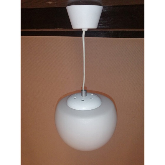 Image 1 of Pair of vintage ''demi sphère'' opaline pendant lamp, 1960