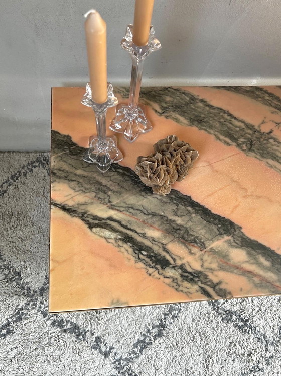 Image 1 of Coffee Table Pink And Anthracite Marble With Neoclassical Metal Base