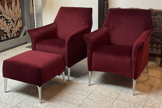 Image 1 of Leolux Mayuro Armchairs Plus Hocker 50% Discount