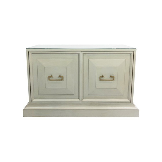 Image 1 of Vintage duck egg cabinet in wood and brass, USA 1970