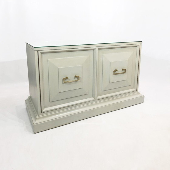 Image 1 of Vintage duck egg cabinet in wood and brass, USA 1970