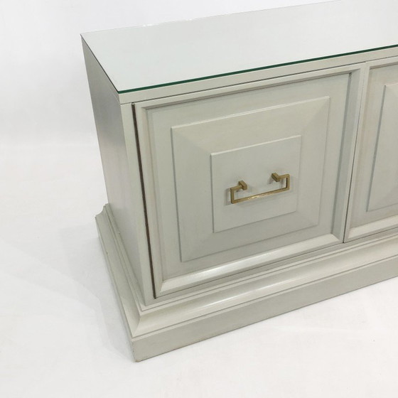 Image 1 of Vintage duck egg cabinet in wood and brass, USA 1970