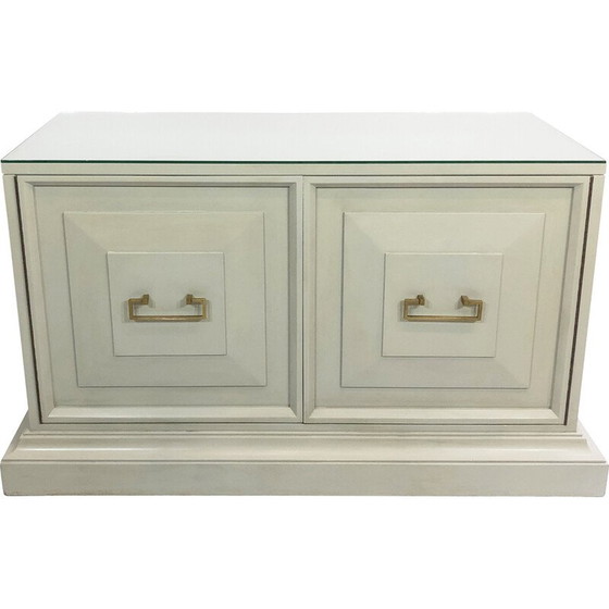 Image 1 of Vintage duck egg cabinet in wood and brass, USA 1970