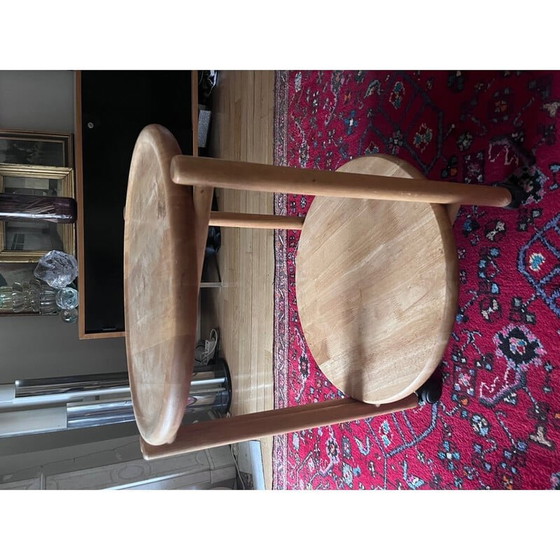 Image 1 of Vintage folding side table on wheels