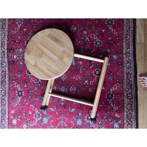 Image 1 of Vintage folding side table on wheels