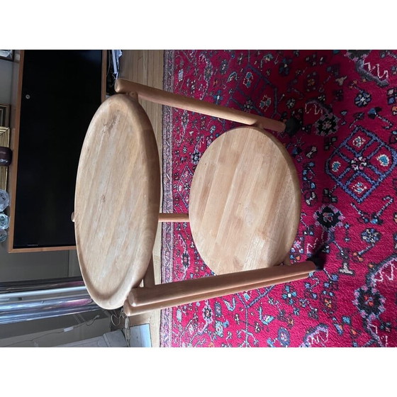 Image 1 of Vintage folding side table on wheels