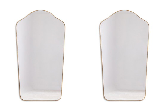 Image 1 of Pair of "Chapeau de Gendarme" shaped mirrors. Circa 1970.