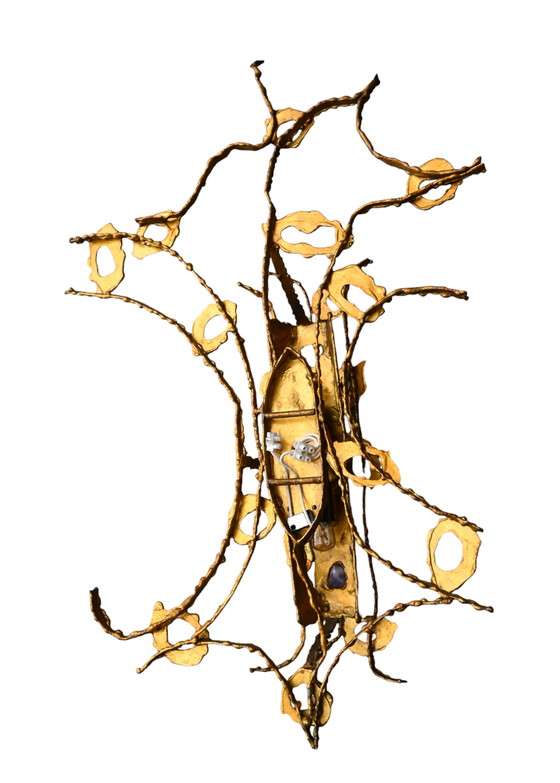 Image 1 of Paul Moerenhout, Sculpture, brutalist wall lamp in brass, circa 1970