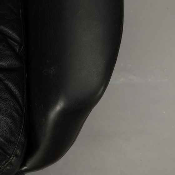 Image 1 of Black Leather Swivel Chair By H.W. Klein For Bramin, 1960S