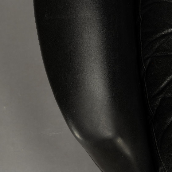 Image 1 of Black Leather Swivel Chair By H.W. Klein For Bramin, 1960S