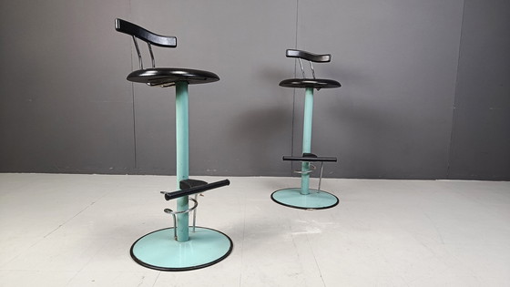 Image 1 of Post modern italian bar stools, 1980s -set of 2