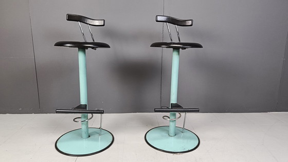 Image 1 of Post modern italian bar stools, 1980s -set of 2