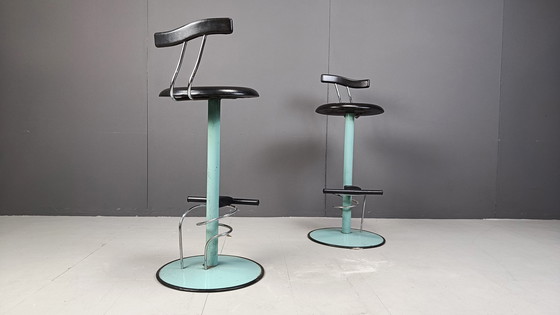 Image 1 of Post modern italian bar stools, 1980s -set of 2