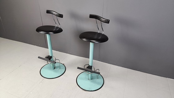 Image 1 of Post modern italian bar stools, 1980s -set of 2