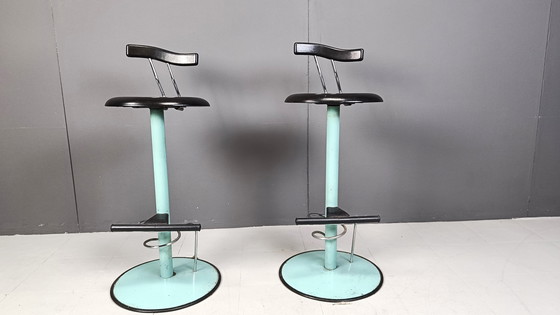 Image 1 of Post modern italian bar stools, 1980s -set of 2