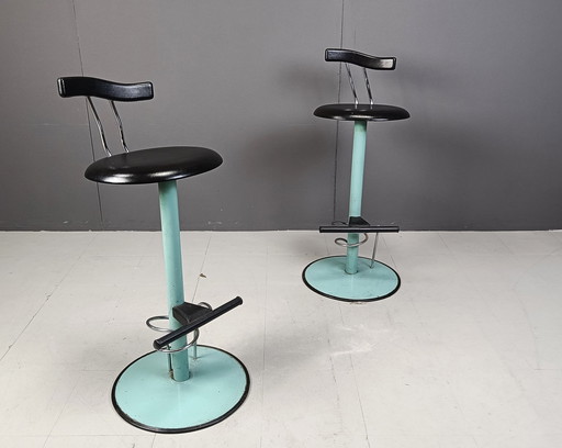 Post modern italian bar stools, 1980s -set of 2