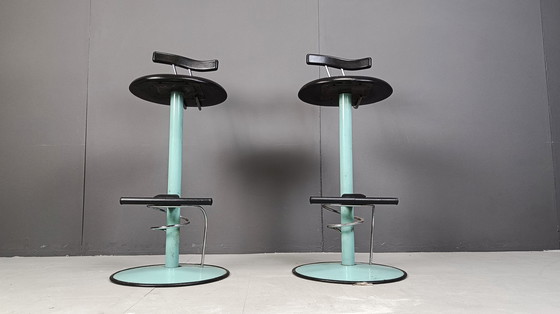 Image 1 of Post modern italian bar stools, 1980s -set of 2