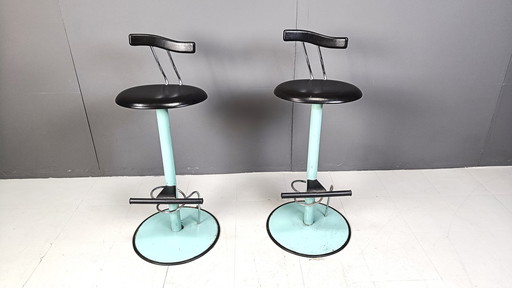 Post modern italian bar stools, 1980s -set of 2