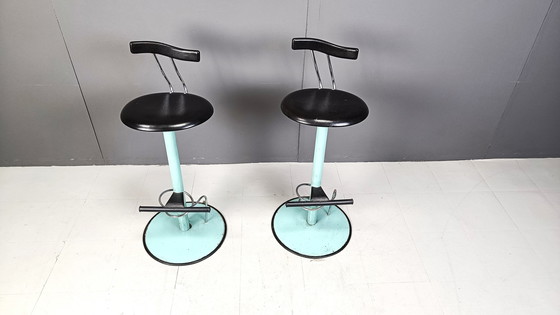 Image 1 of Post modern italian bar stools, 1980s -set of 2