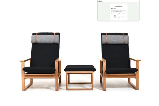 BM-2254 Sled Chairs and Stool by Børge Mogensen for Fredericia, 1960s, Set of 3