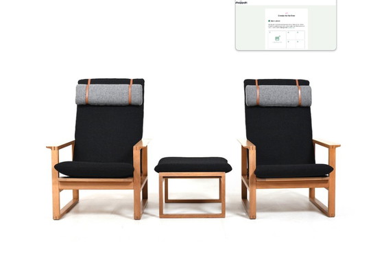 Image 1 of BM-2254 Sled Chairs and Stool by Børge Mogensen for Fredericia, 1960s, Set of 3