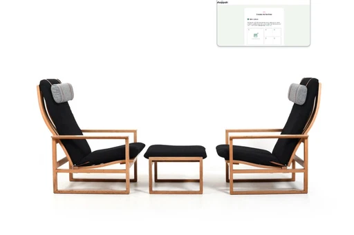 BM-2254 Sled Chairs and Stool by Børge Mogensen for Fredericia, 1960s, Set of 3