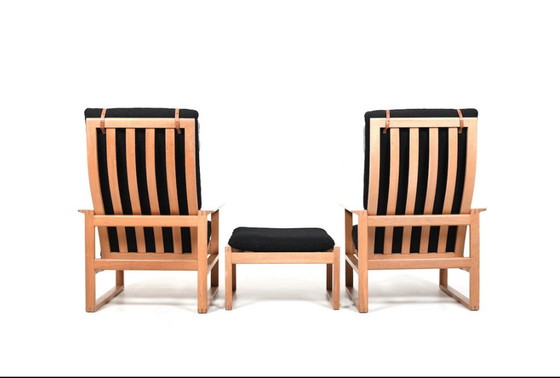 Image 1 of BM-2254 Sled Chairs and Stool by Børge Mogensen for Fredericia, 1960s, Set of 3