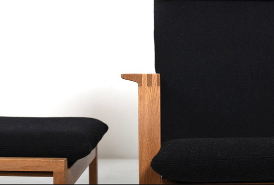 Image 1 of BM-2254 Sled Chairs and Stool by Børge Mogensen for Fredericia, 1960s, Set of 3