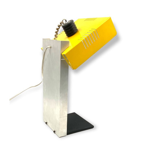 Lampada da tavolo vintage in giallo Cubic, Italia anni '70