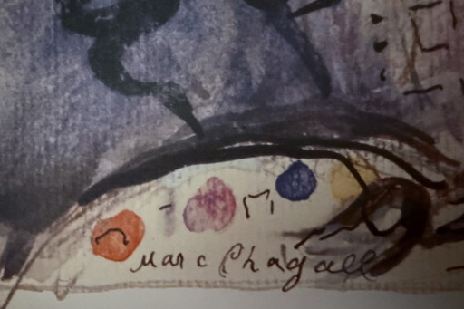 Marc Chagall "Car Portrait, 1965. Signed In the Plate.