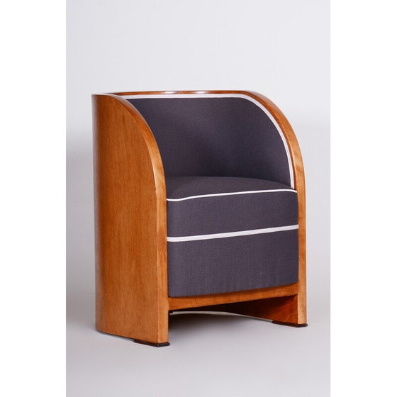 Image 1 of Vintage mahogany veneer and beech solid wood armchair, France 1940