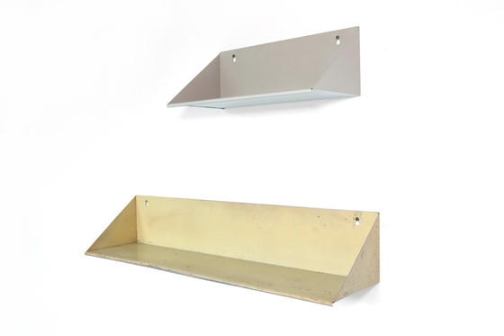 Image 1 of Set of two unusual Constant Nieuwenhuis metal wall shelves in yellow and gray for Asmeta