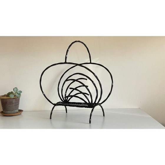 Image 1 of Vintage magazine rack in steel and rigitulle, 1960