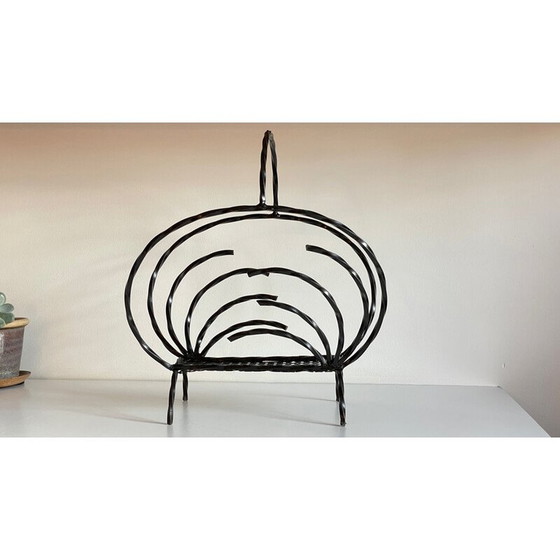 Image 1 of Vintage magazine rack in steel and rigitulle, 1960