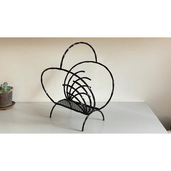 Image 1 of Vintage magazine rack in steel and rigitulle, 1960