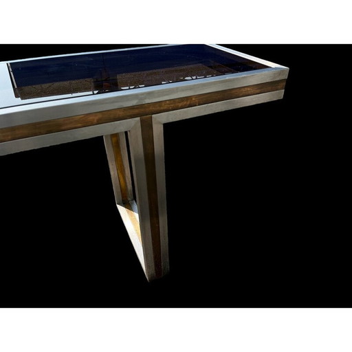 Vintage Italian console in steel and brass, 1970