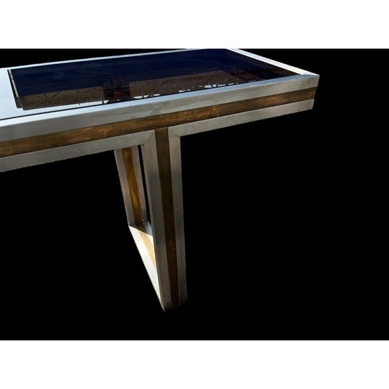Image 1 of Vintage Italian console in steel and brass, 1970