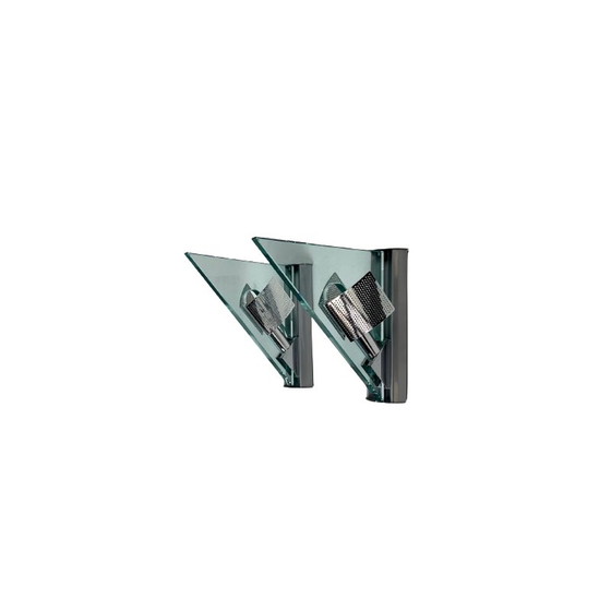 Image 1 of Pair of vintage Icaro wall lamp in glass and metal by Carlo Forcolini for Artemide, Italy 1986