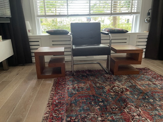 Image 1 of 2x Vintage side tables made of solid wood