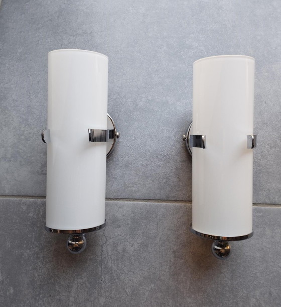 Image 1 of Coppia di lampade da parete vintage Space Age del 1970, in opalino