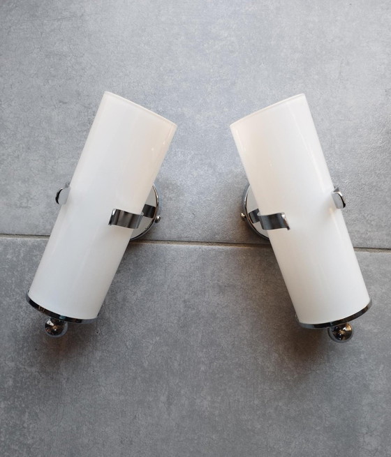 Image 1 of Coppia di lampade da parete vintage Space Age del 1970, in opalino