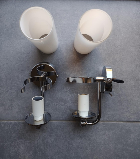 Image 1 of Coppia di lampade da parete vintage Space Age del 1970, in opalino