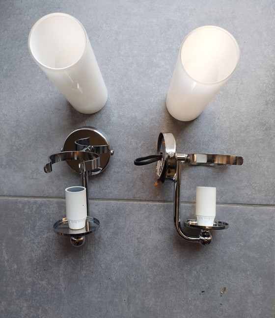 Image 1 of Coppia di lampade da parete vintage Space Age del 1970, in opalino