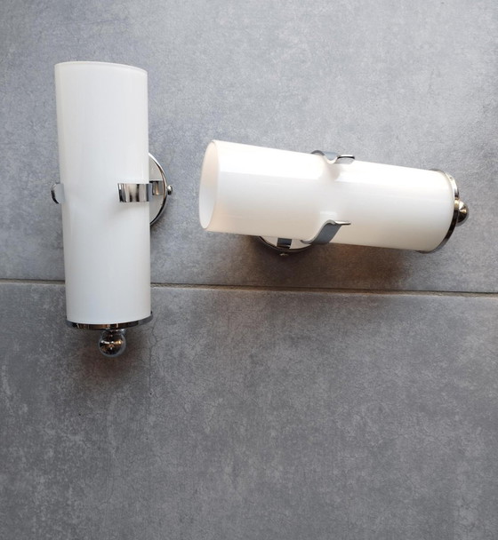 Image 1 of Coppia di lampade da parete vintage Space Age del 1970, in opalino