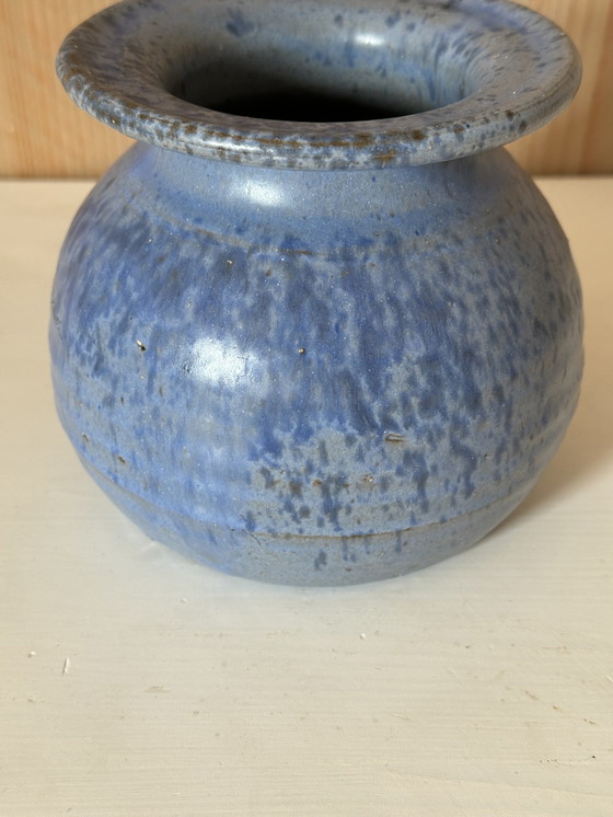 Image 1 of 70s studio ceramic vase drop glaze