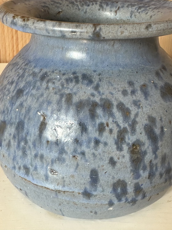 Image 1 of 70s studio ceramic vase drop glaze