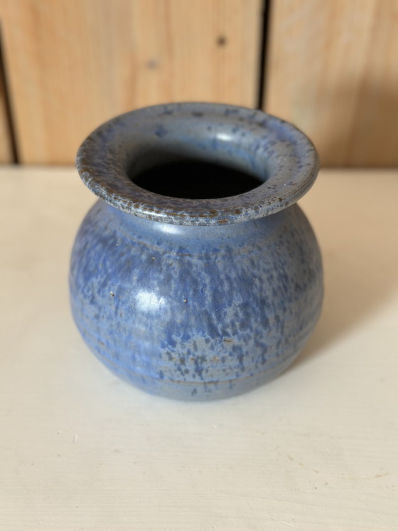 Image 1 of 70s studio ceramic vase drop glaze