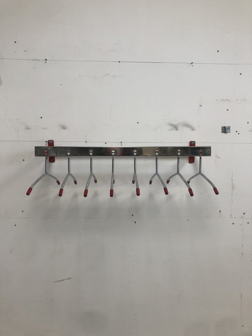 Modern Wall Coat Rack Red/Chrome